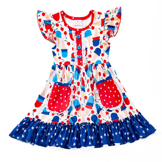 Patriotic Popsicle Print Pocket Dress - end of April