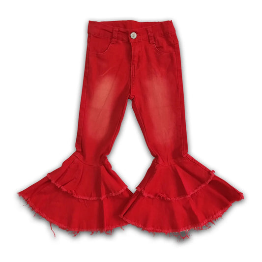 Red Wide Bell Bottom Jeans - 11.4