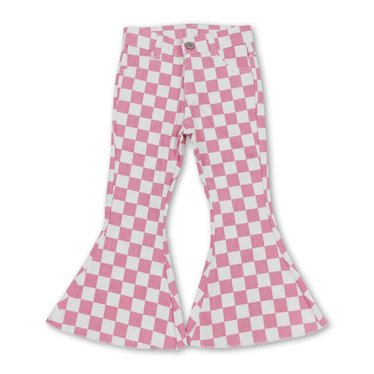 Pink Checker Flare Jeans - Pre Order Q 2.22