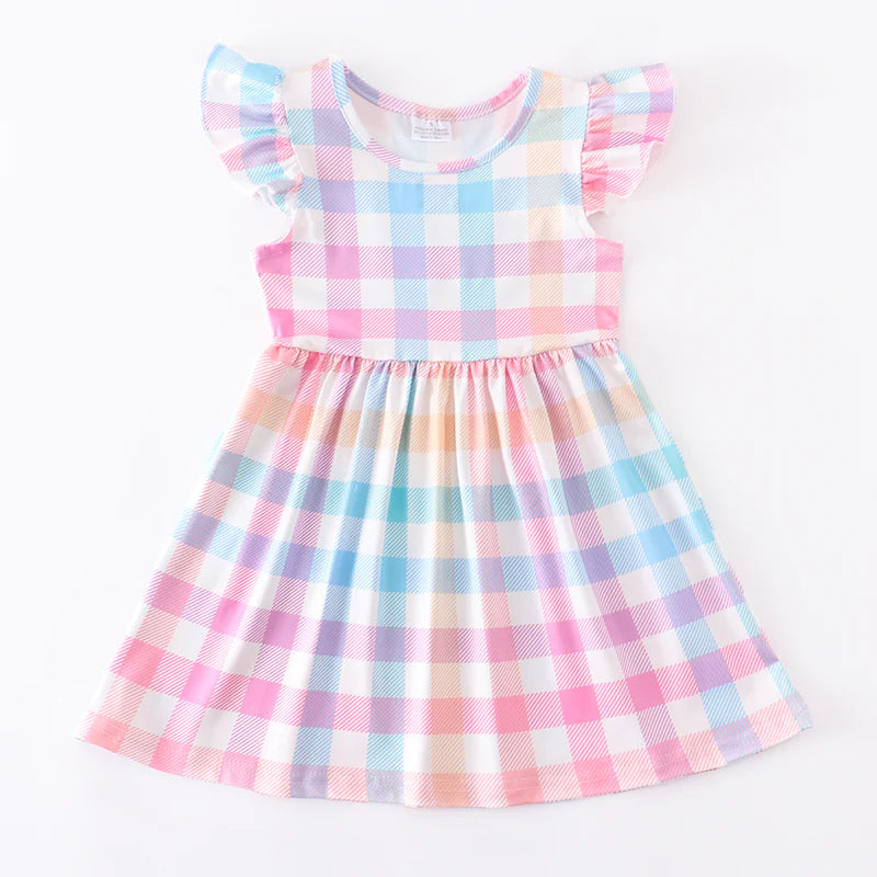 Easter Checkered Flutter Dress - Ready to ship