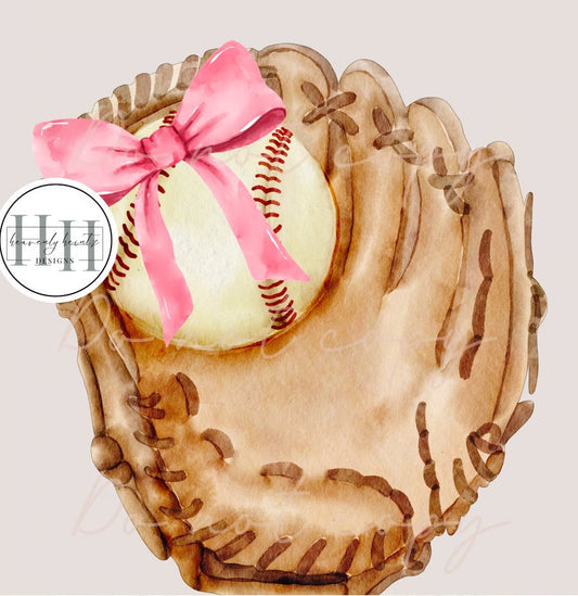 Baseball Glove & Bows Custom Top Adult & Youth - Made to Order
