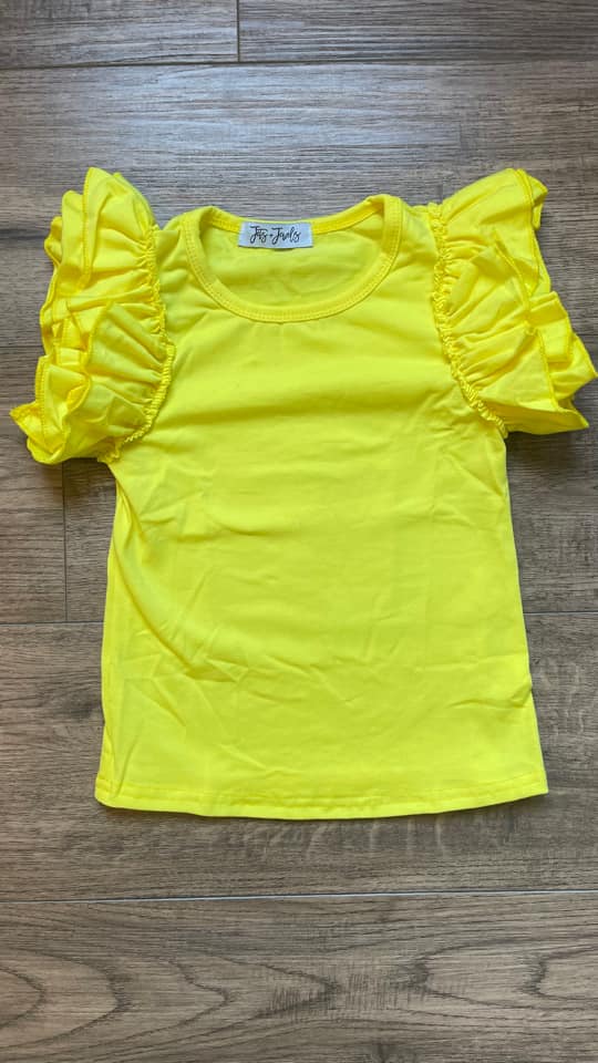 Bright Yellow Flutter Top - Ready to ship
