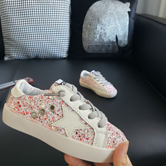 Pink & White Glitter Star Shoes - Pre Order Q 4.18
