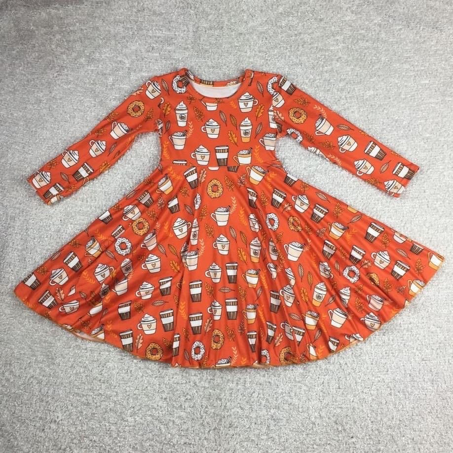 Long Sleeve Pumpkin Latte Dress - Ready to ship