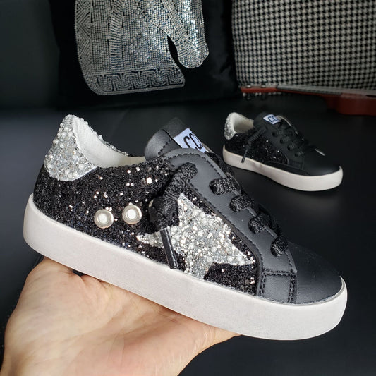 Black and Silver Star Glitter Shoes - Pre Order 2.22