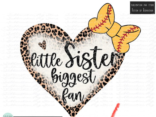 Little Sister Biggets Fan Softball heart - Made to order