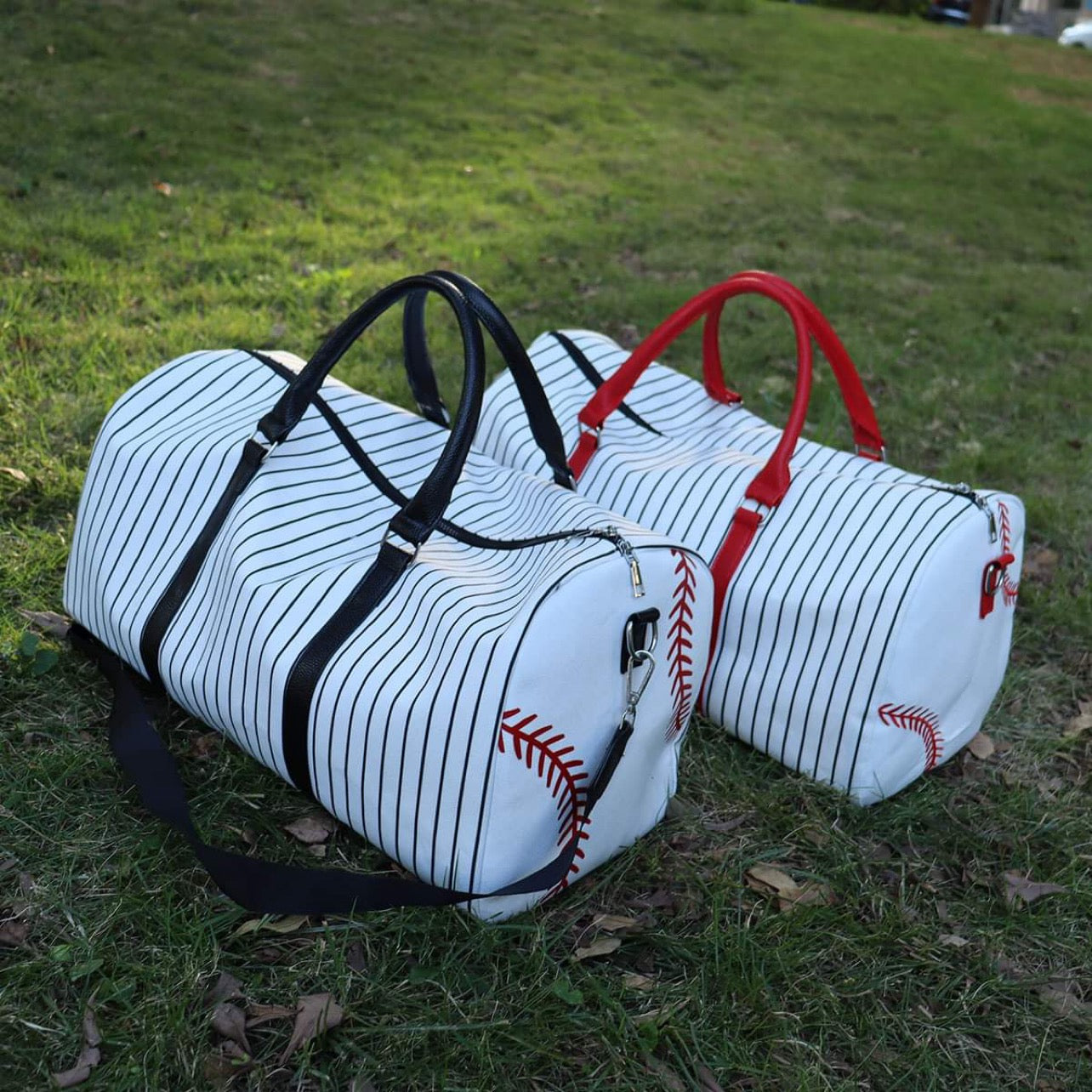 Baseball pinstripe duffle bag - Ready to ship